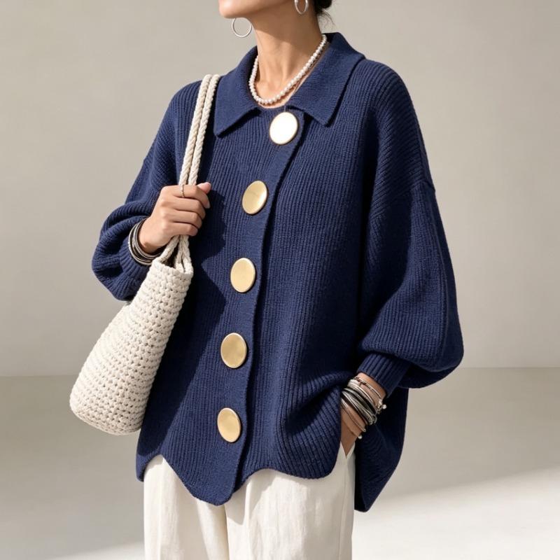 Women S Casual Loose Fit Buttoned Knit Cardigan For Autumn
