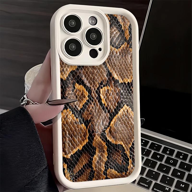 Чехол для телефона iPhone 17 Air 16E 15 16 Pro Max Модный чехол с узором под змеиную кожу 14 Plus 13 12 Mini Мягкий силиконовый чехол Fundas