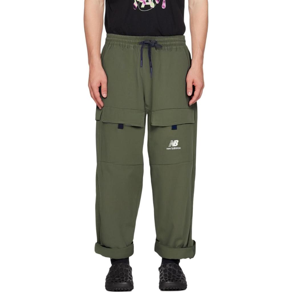 New Balance Трикотажные брюки-карго мужские, цвет хаки, умеренный крой, AMP13396-ECL
