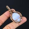 Unique Blue Lace Agate Gemstone Handmade Pure Copper Wire Wrapped Pendant Jewelry