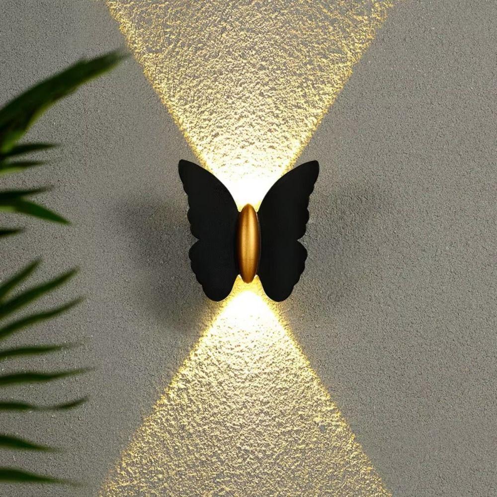 Auto On/Off Butterfly Solar Wall Light Motion Sensor LED Induction Lamp Courtyard Decoration