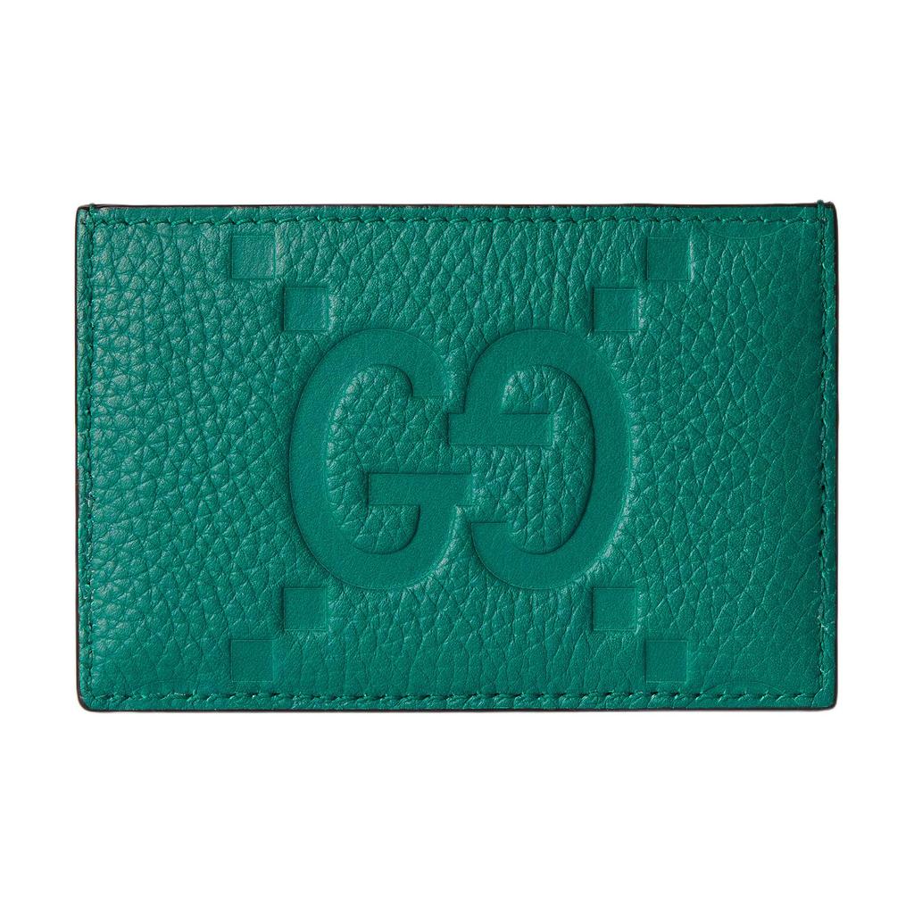Gucci Двойной логотип G Кожаный держатель для карт Унисекс Аксессуары Зеленый 812681-AABY0-3120