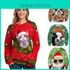 Роскошно мягкий женский рождественский свитер Санта Клаус Кот Собака Рождественский джемпер Топ