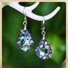 Серебряные серьги S925 с австрийским хрусталем и синими барочными листьями