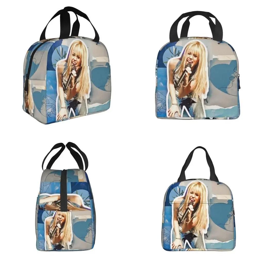 Hannah Montana Collage Insulated Lunch Bag for Women Children Portable Food Boxes Thermal Lunch Box Tote