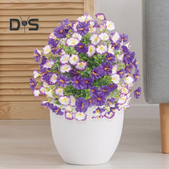 Искусственные цветы ипомеи, искусственный куст ипомеи с колышком для установки в грунт, реалистичная искусственная зелень, кустарники для улицы, для дома, для фермерского дома, для крыльца, для патио