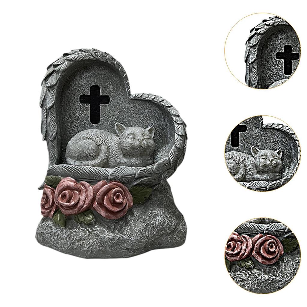 Pet Tombstone Statue Loss of Pet Sympathy Gifts Lawn Resin Pet Grave Marker