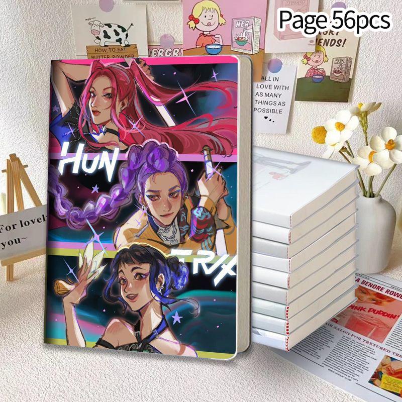 Kpop Demon Huntrix Блокнот 56-80 страниц Студенческие канцелярские товары Аниме Kpop Бумажный блокнот для студентов K pop фанатов Блокнот Подарки