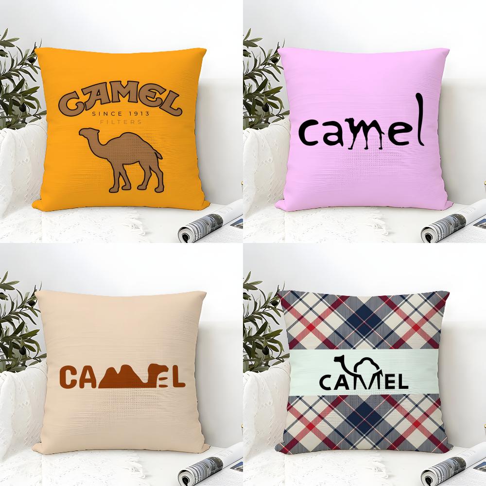 Classic Vintage Camel Pillow Case Natural Linen Double-Sided Printing Sofa Home Decor Cushion Cover