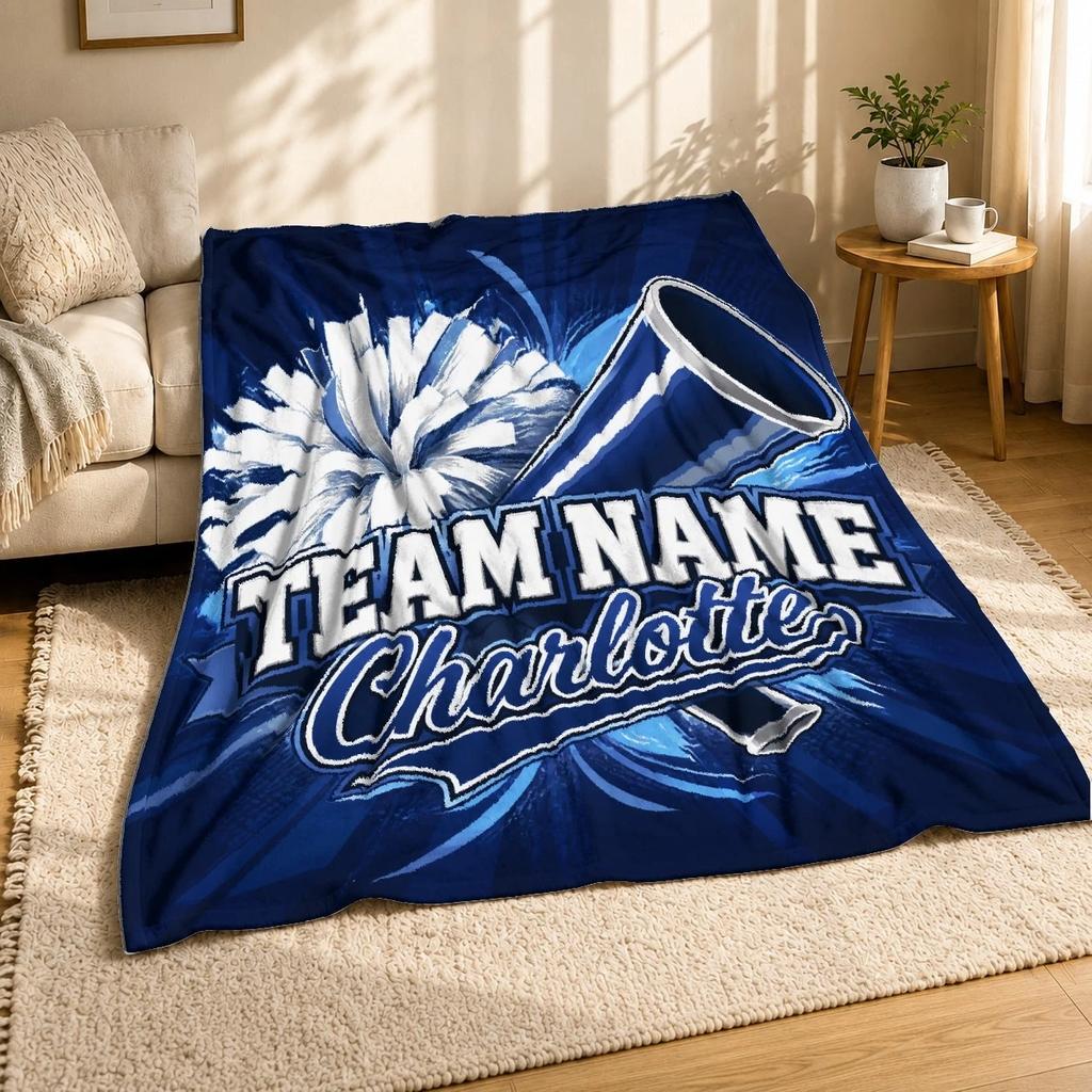 Charlotte Cheer Team Name Coral Fleece Blanket Personalized Decor