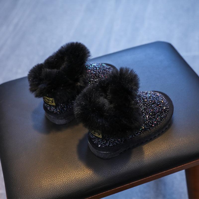 Модные новые яркие детские ботинки зимние утолщенные детские сапоги бархатные теплые холодные детские хлопковые сапоги с блестками зимние сапоги