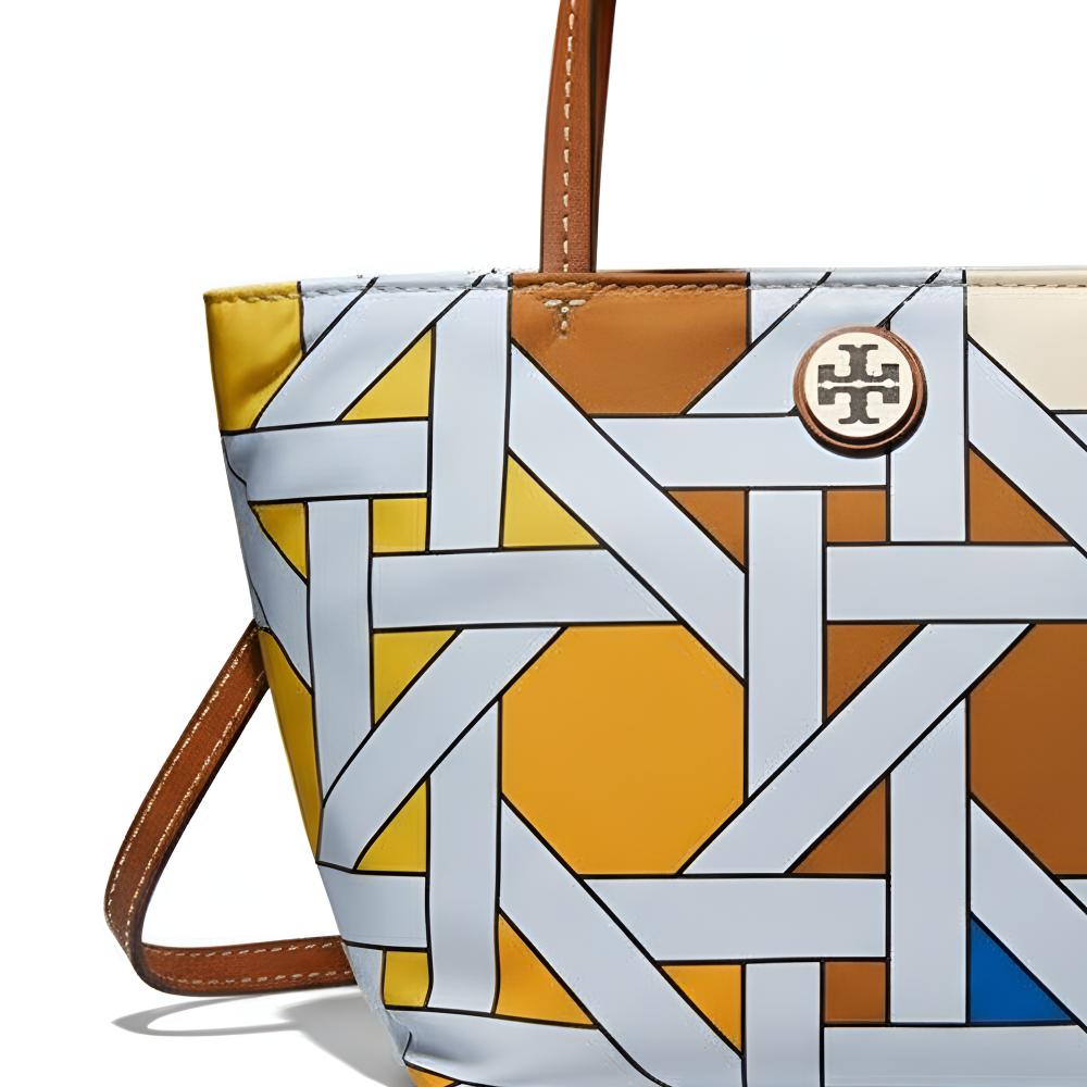Tory Burch Плетеная сумка-тоут из нейлона с дизайном Color Block, мини-сумка-тоут для женщин, разноцветная, 176042-400