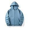Solid Color Cotton Blends Sweatshirt Zipper Loop Knit Hooded Cardigan Jacket Loose Hoodie Team Uniform Work Advertising Hoodies Coat