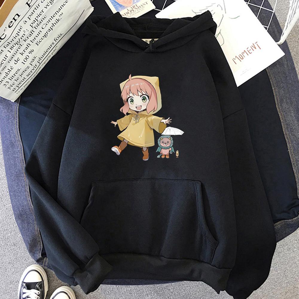 Anya Forger кавайные толстовки с героями мультфильмов, популярные аниме Spy X, семейные толстовки с принтом, повседневные мужские пуловеры с капюшоном и длинными рукавами, графические топы