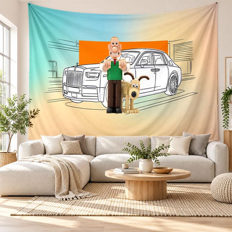 Wallace & Gromit Wall Tapestry Home Decor Hanging Cloth Art Background Tapestry for Bedroom