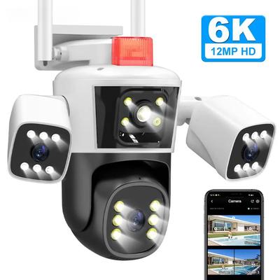 12MP 6K Wi-Fi IP-камера с тремя объективами, уличная PTZ-камера с панорамным видом, интеллектуальная защита, уличные камеры наблюдения Wi-Fi