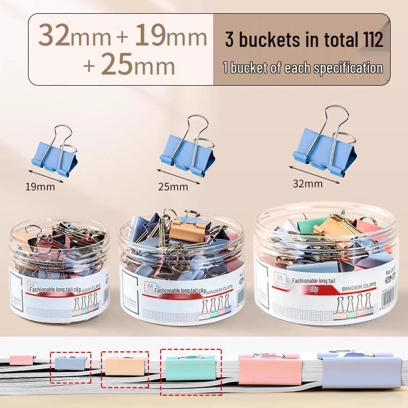 Assorted Colored Bulldog Clips: Large, Medium, Small - Long Tail Paper Clips for Documents and Books