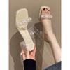 Transparent Sandals Women's High Heels Summer 2025 New High-end Fashion Versatile Crystal Thick Heel Wear Cool Slippers