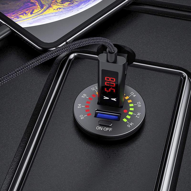 QC3.0 36 Вт 6A двойной USB зарядное устройство переключатель вольтметра водостойкая USB-розетка быстрое зарядное устройство для 12 В автомобиля, лодки, мотоцикла, грузовика