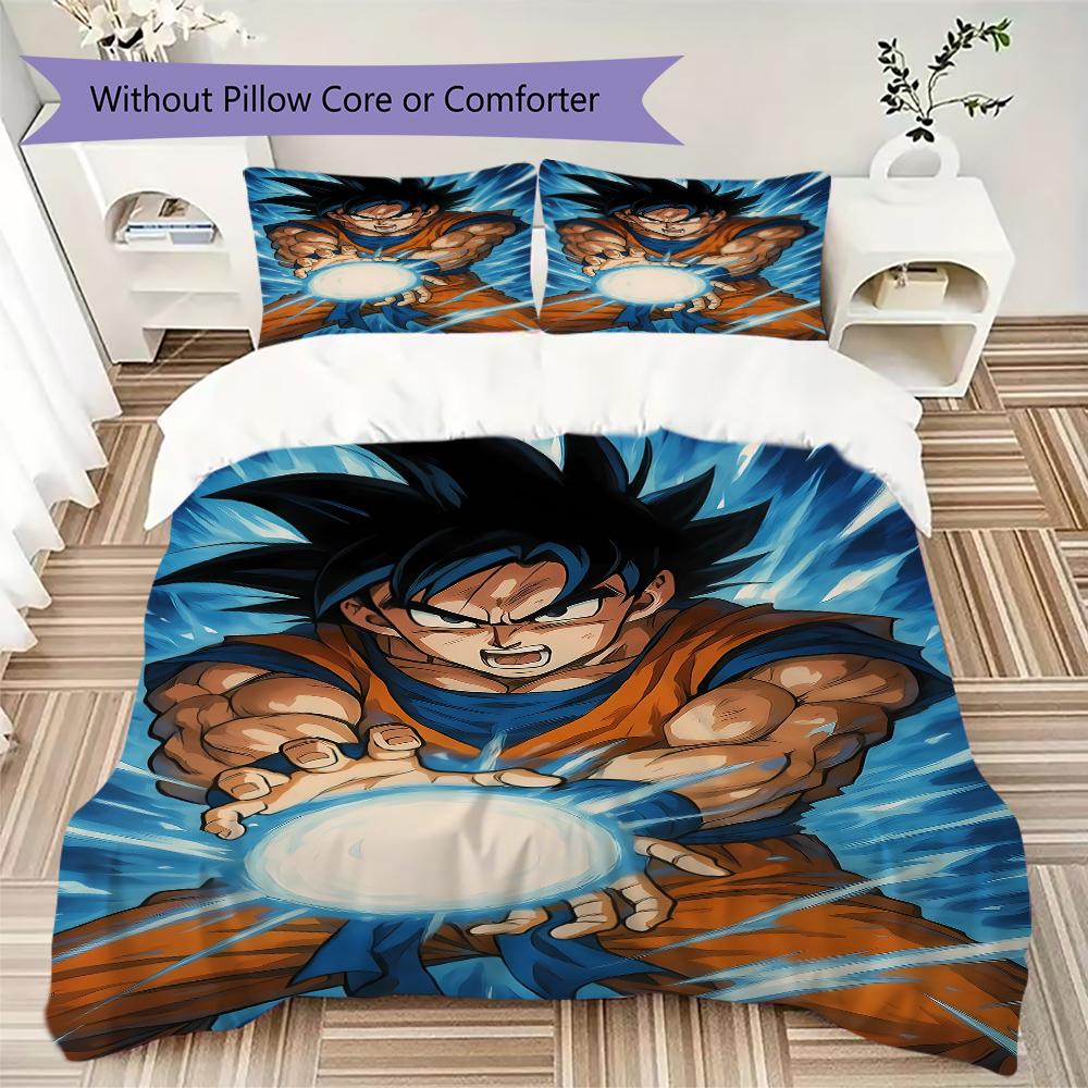 Son Goku Anime 3pcs Duvet Cover Set, Digital Print Bedding, No Core, Soft Children's Bedroom Gift -HYQ29