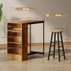 Industrial Bar Table Set For 2 3 Pieces Pub Table And Bar Stools With Storage Shelf For Kitchen