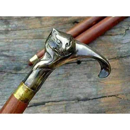 Ручка трости античного стиля викторианская деревянная винтажная твердая латунная