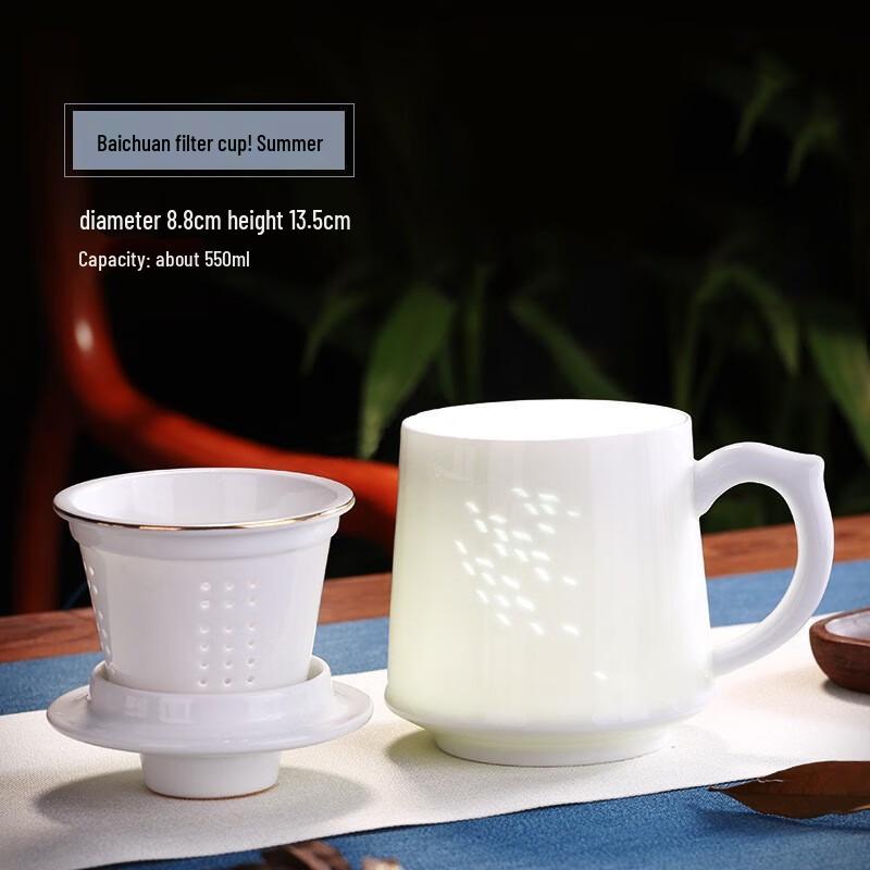 Керамическая чайная чашка Jingdezhen с ситечком и крышкой