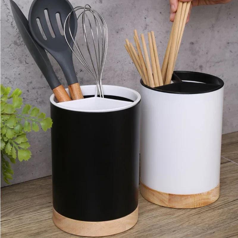 Utensil Holder Cutlery Drainer Kitchen Tableware Storage Bucket Plastic Chopstick Spoon Storage Rack Detachable Kitchen Tools