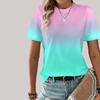 Women's Summer T-shirt Mixed Color Printed Short Sleeved T-shirt Casual Printed Top
