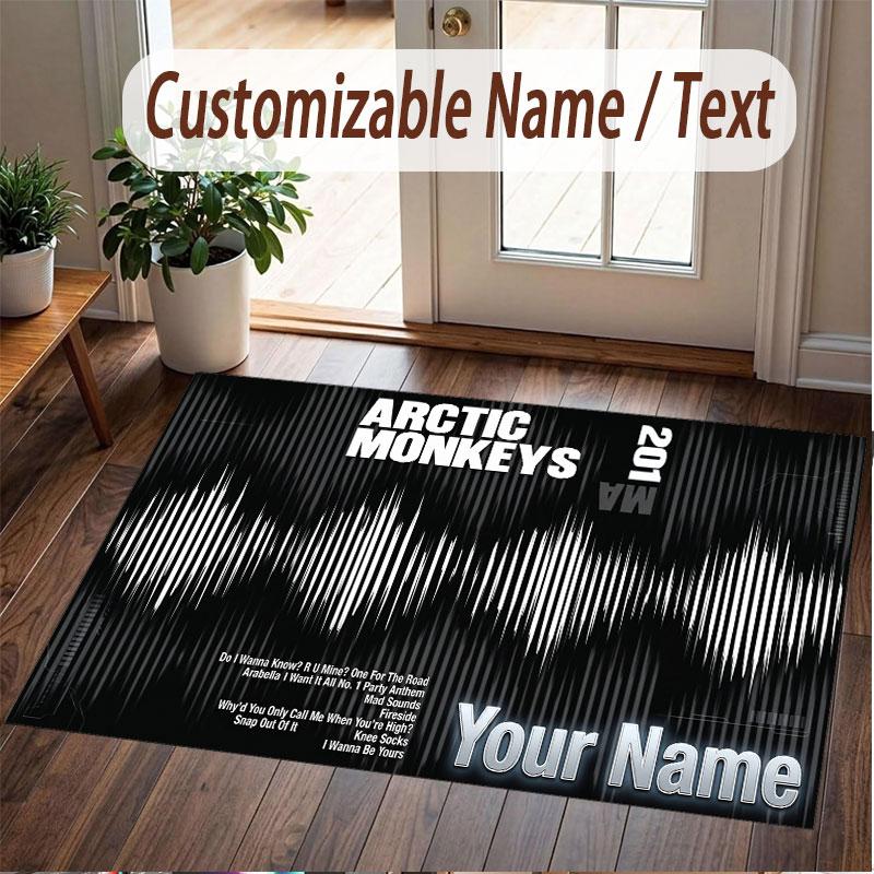 Custom Name Crystal Velvet Rug,Arctic Monkeys Comfortable Anti Slip Floor Mat For Room Decoration