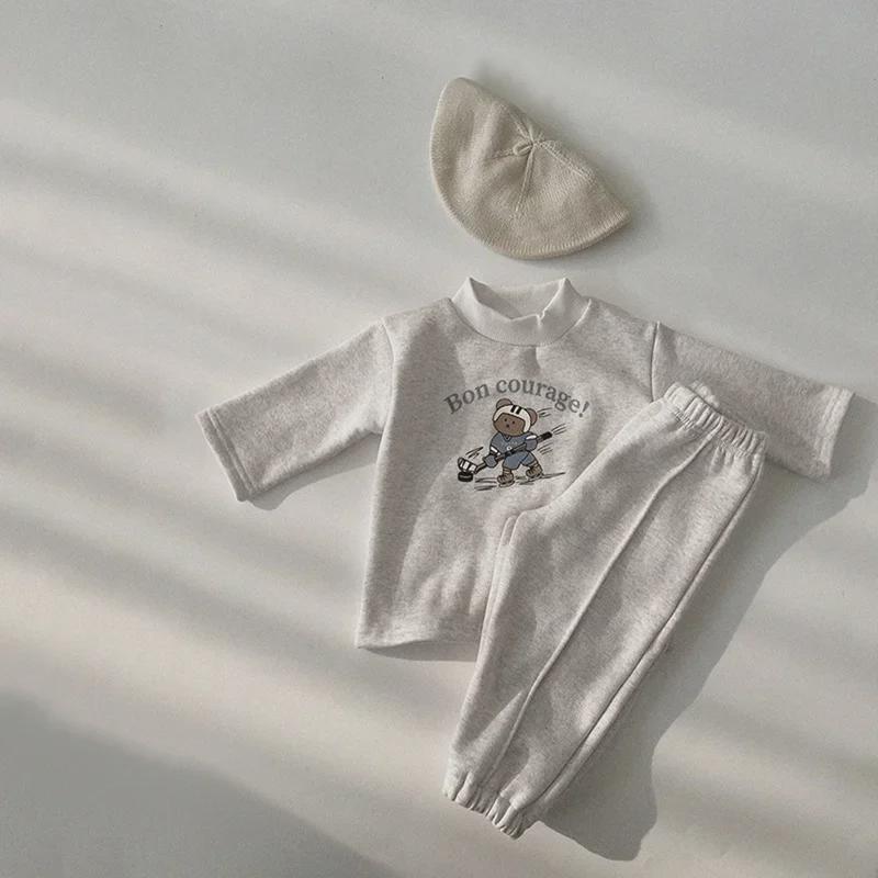 Детские повседневные брюки с подкладкой из корейского бархата на весну и осень - детские брюки унисекс