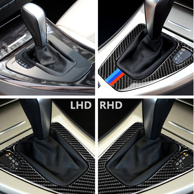 Car Carbon Fiber Gear Shift Control Panel Cover Trim For BMW 3 Series E90 E92 E93 2005 2006 2007 2008 2009 2010 2011
