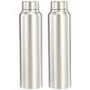 Stainless Steel Water Bottle (Pack of 2) | BIS-Approved | 900ml (Silver Steel Finish)