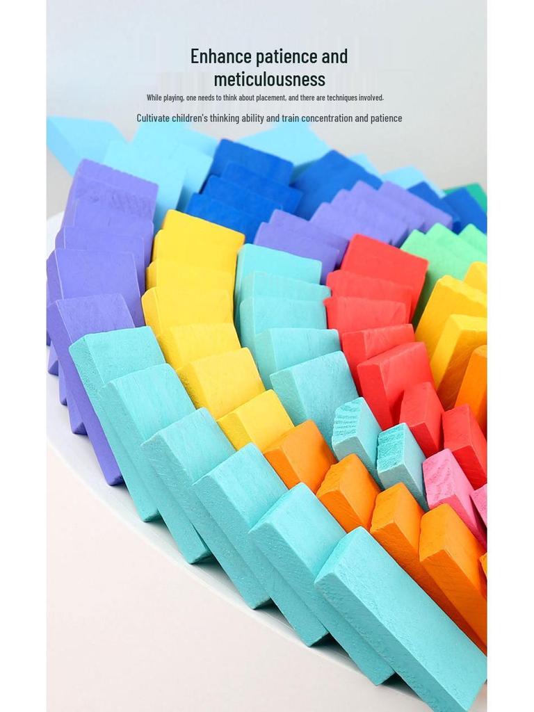 Colored Wooden Domino Blocks - 120 Pieces for Kids Age 2-6