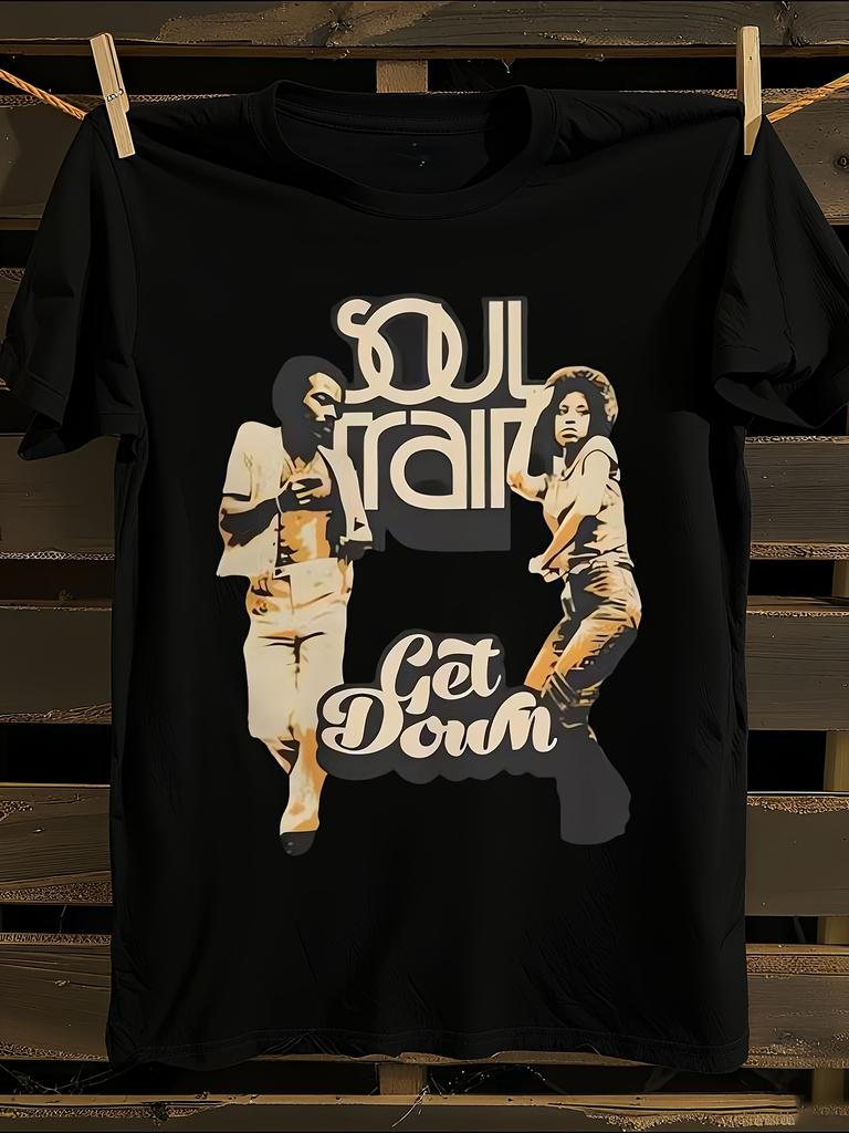 70s Soul Train Retro T-Shirt Mens Tshirt Womens Tshirts with Letters Print Short Sleeves T-Shirt Casual Street Tee Shirt Top