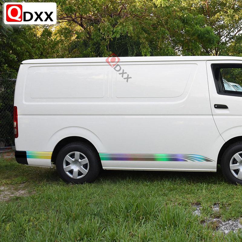 2 шт. Автомобильные наклейки Наклейки на пороги боковые для Toyota Hiace Автобус Спортивные полосы Декор Виниловая пленка Тюнинг Автоаксессуары