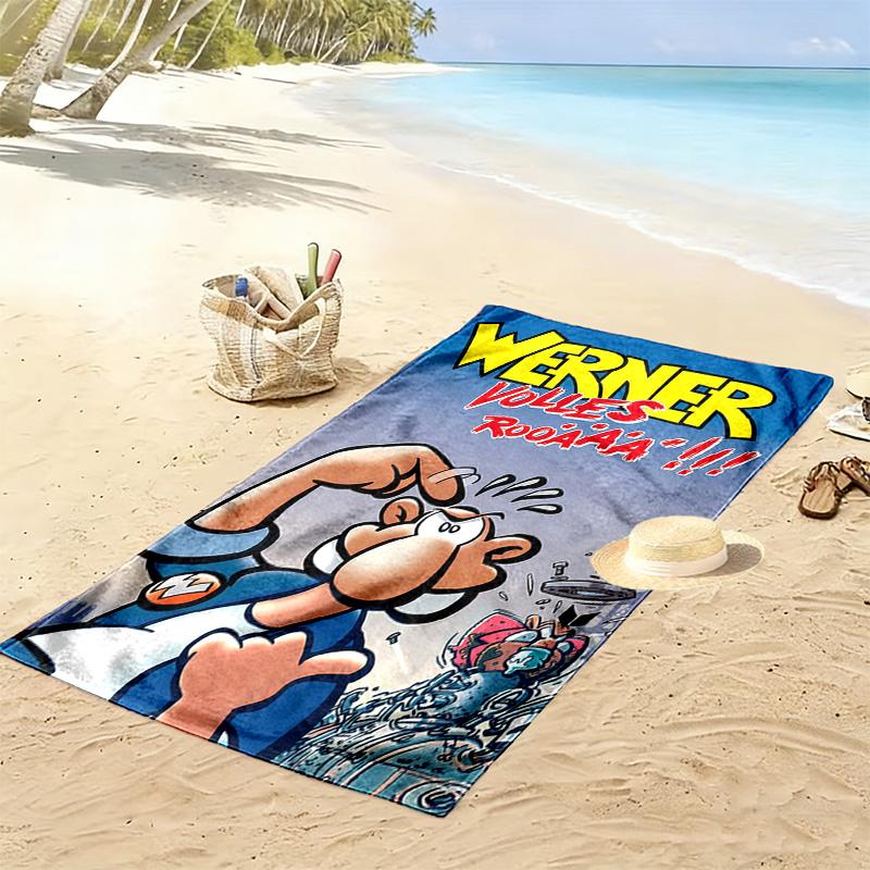 Werner Comic Print Beach Towel, Large Soft Quick Dry Towel for Beach Camping Swimming