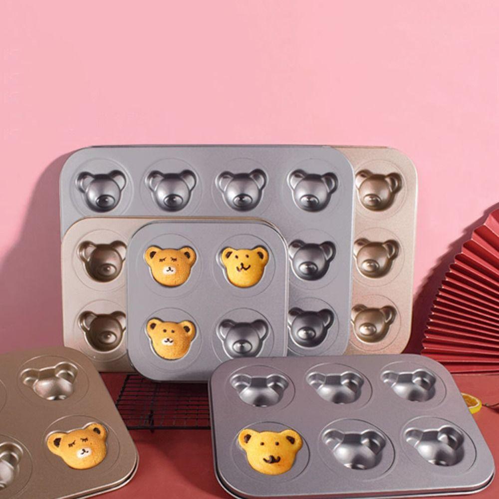 Non-stick Bear Madeleine Cake Baking Pan 4/6/9 Cavities Bread Mold Muffin Cakes Mold  Pudding