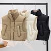 2025 Autumn and Winter New Thick Loose Short Sleeveless Casual Cotton Vest Waistcoat Stand-up Collar Vest Women N01