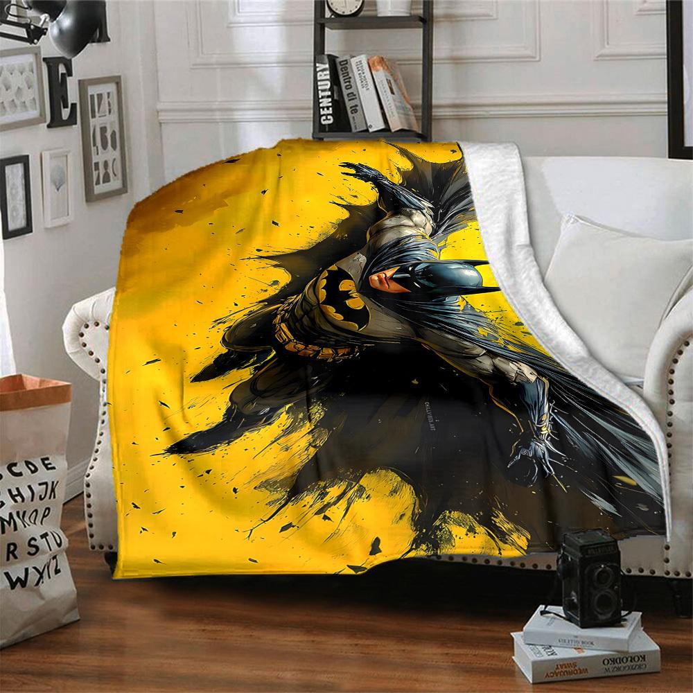 1pc Batman Hero Flannel Throw Blanket Lightweight Soft Warm All Season Blanket for Sofa, Bed, Travel, Camping L1024219