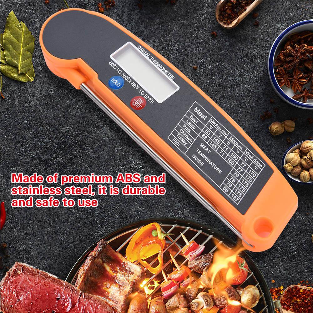 ЖК-цифровой пищевой термометр со складным зондом для кухни, приготовления пищи, барбекю, гриля, тестер температуры, черный
