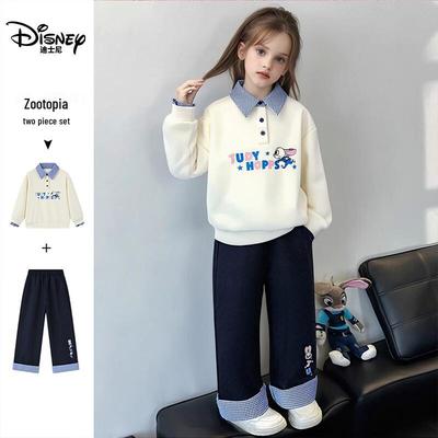 Весенний комплект: поло-свитшот и брюки для девочек Disney 2026