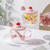 Креативная милая кружка из высокоборосиликатного стекла, розовая, с девичьим сердечком, подарок, чашка для воды с крышкой и ложкой, чашка с изображением свинки и кошки