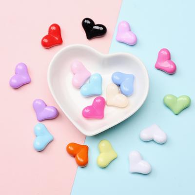 17 мм * 22 мм 5 шт./пакет однотонные яркие цвета большие бусины в форме сердца для изготовления ювелирных изделий аксессуары ручной работы материал ручной работы «сделай сам»