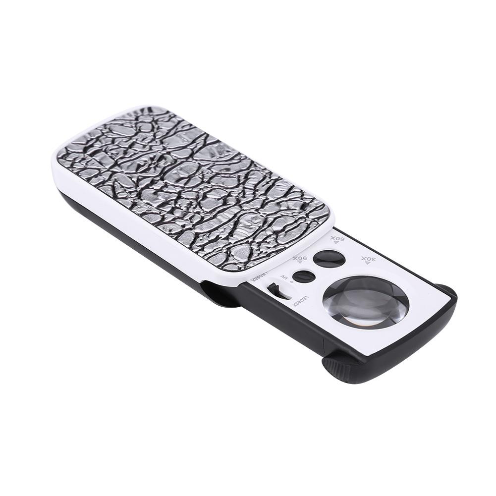 30x / 60x / 90x Magnifying Glass Jewelry Optical Magnifier Jeweler LED Light Loupe