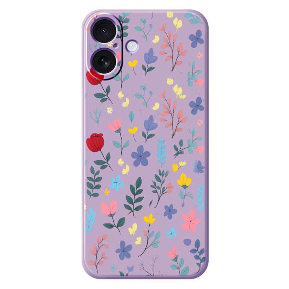 For iPhone 17 Case Colorful Flower Branches Pattern Printing Straight Edge TPU Phone Back Cover