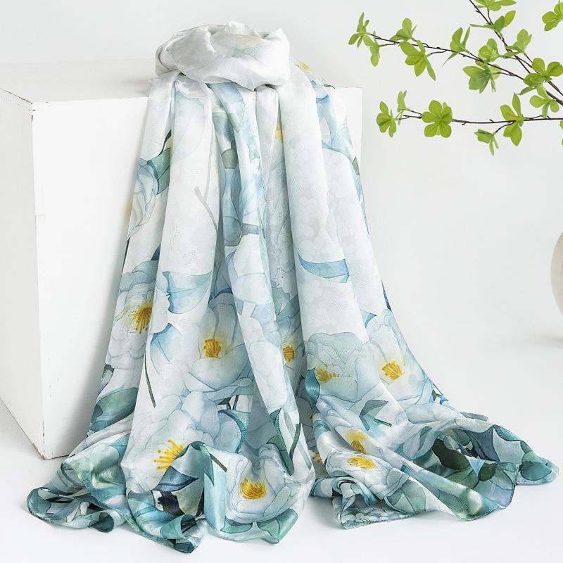 Mulberry Silk Silk Scarf Gift Box Spring and Summer Versatile Xiangyang Oil Color Printing Long Yarn Sunscreen Shawl