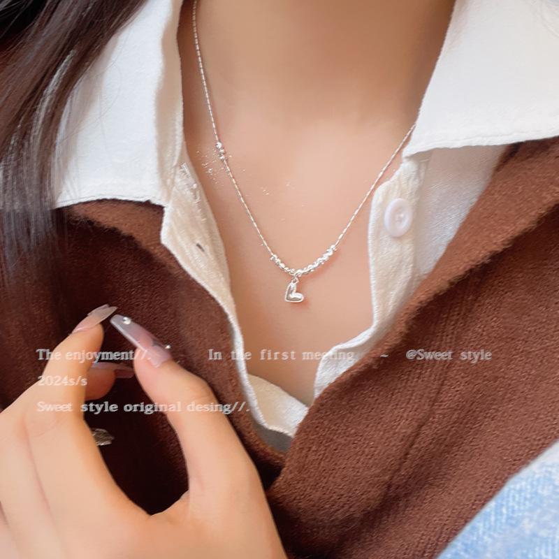 Корейское высококачественное серебряное ожерелье в форме сердца на ключицу — универсальное эффектное украшение для женщин
