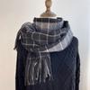 Cozy British-Inspired Red Plaid Wool Scarf for Couples, Hand-Washable, Perfect for Fall & Winter