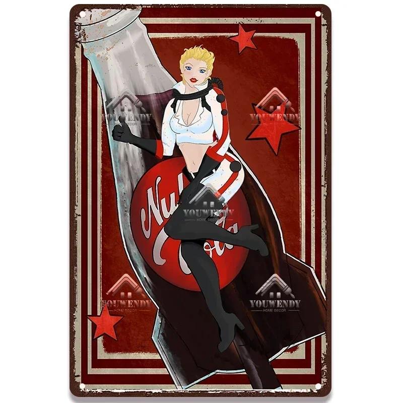 Металлическая табличка с постерами напитка Nuka Cola - Идеальный декор для стены паба, игровых зон, ретро-игровой тематики, металлическое искусство